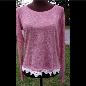 Mossimo Lightweight Sheer Lace Trimmed Sweater